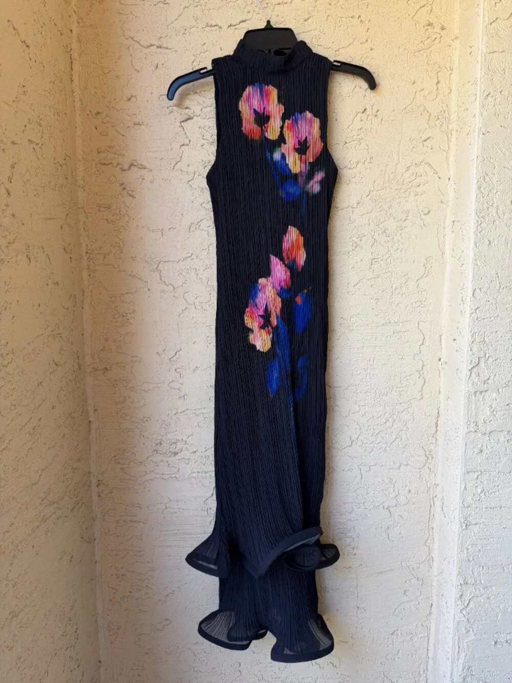 NWT By Anthropologie Occasion Plissé Midi Dress XS Sleeveless Mock-Neck - Picture 5 of 11